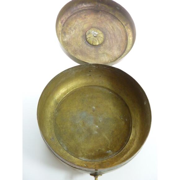 Vintage Brass Round Bread Box Tiffin Holder with Hinged Lid Jewelry Box - Picture 5 of 6
